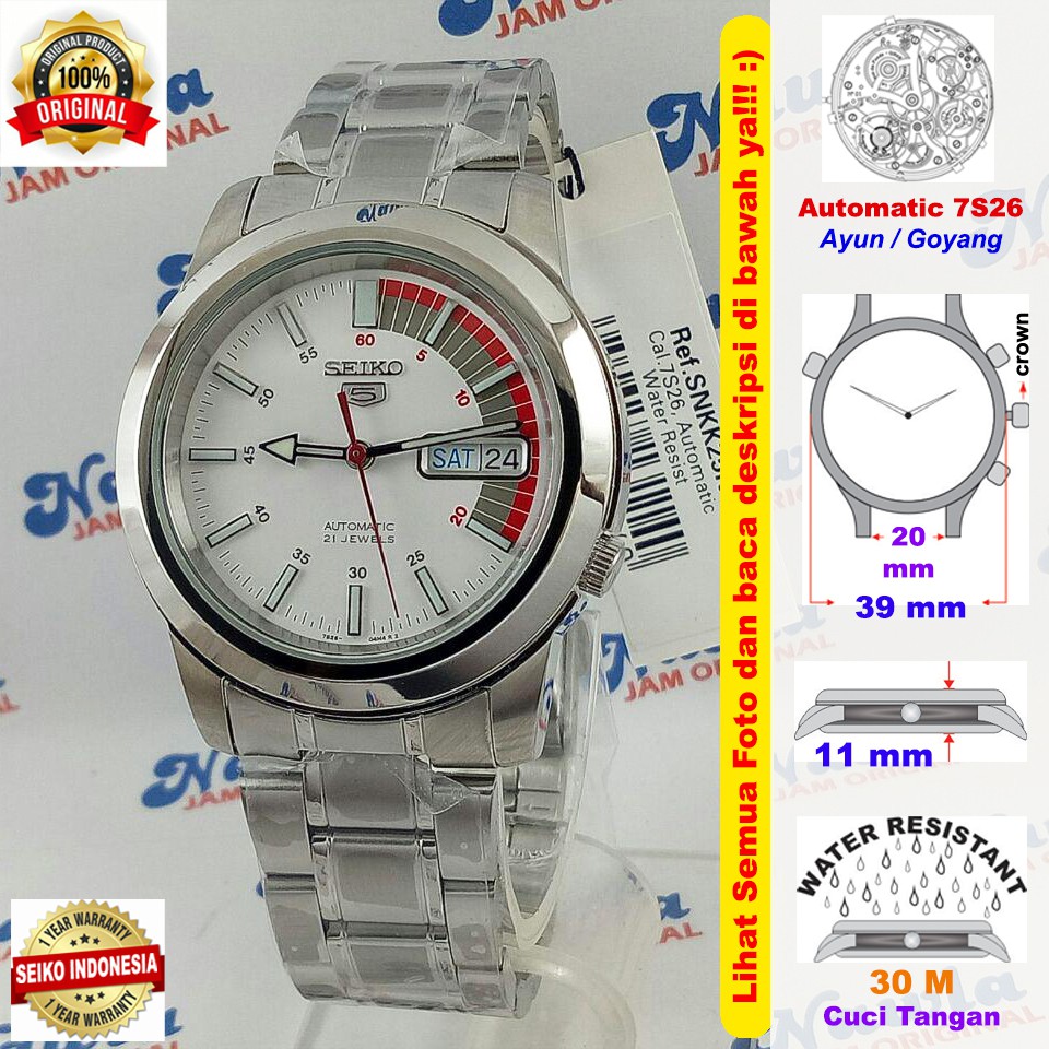 Seiko 5 SNKK25K1 Automatic White Dial | Jam Pria SNKK25