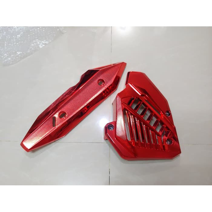 Tutup Knalpot Dan Radiator Vario 150 2018 / Vario 125 2018 Merah Chrom