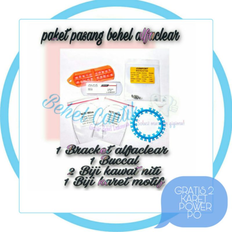 Behel Gigi Transparan Alfa Clear 1 paket