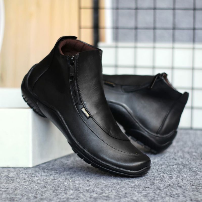 WOLF x CORRA 38 sd 44 Aloof Brozip Sepatu Boots Zipper Pria Sleting Original Kulit Asli1