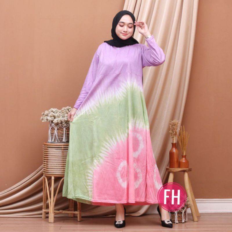 DASTER KAOS BATIK JUMBO LD 120 SOFT LENGAN PANJANG RESLETING DEPAN BUSUI BUMIL HOMEDRESS WANITA KEKINIAN