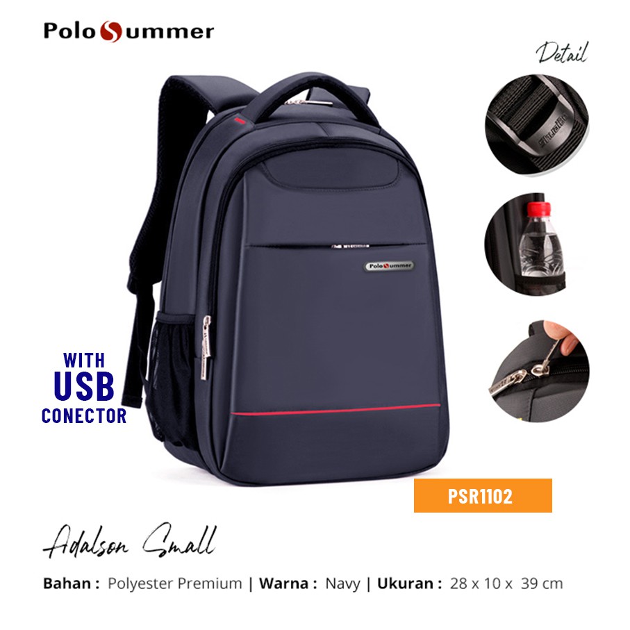 Polo Summer Adalson Small Tas Pria Backpack | Tas Laptop 14 | Ransel