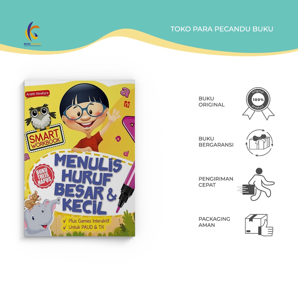 

BUKU REFERENSI - SMART WORKBOOK MENULIS HURUF BESAR & KECIL (BUKU TULIS HAPUS) - RUANGKATA - ARZETTI ALMAHYRA