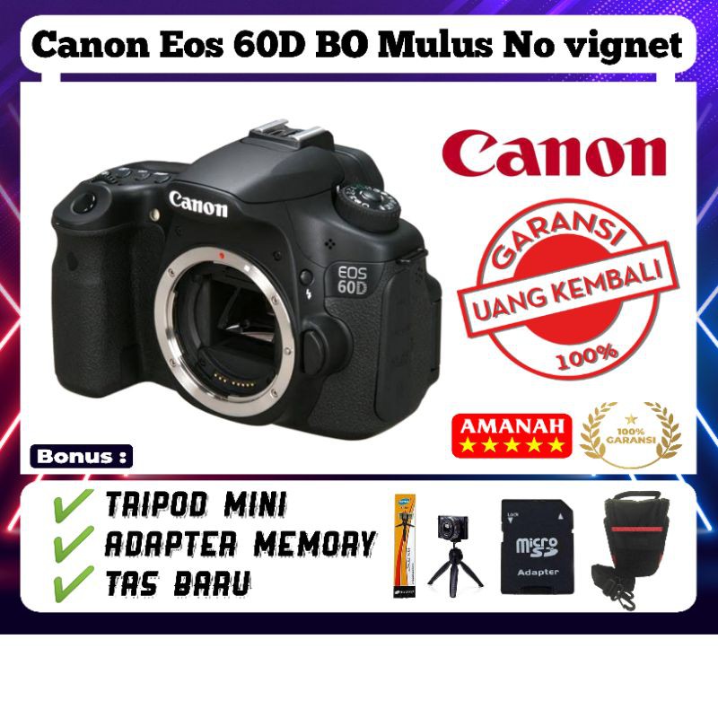 KAMERA CANON EOS 60D BODY ONLY BO MURAH NO VIGNET KAYAK BARU BONUS BANYAK