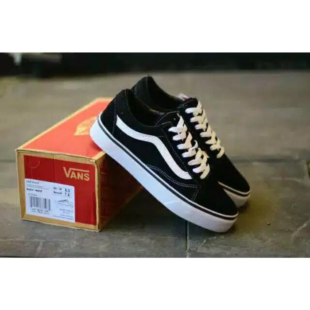 GARANSI PREMIUM Sepatu Vans Old Skool Classic Black White DT oldskool Hitam-1