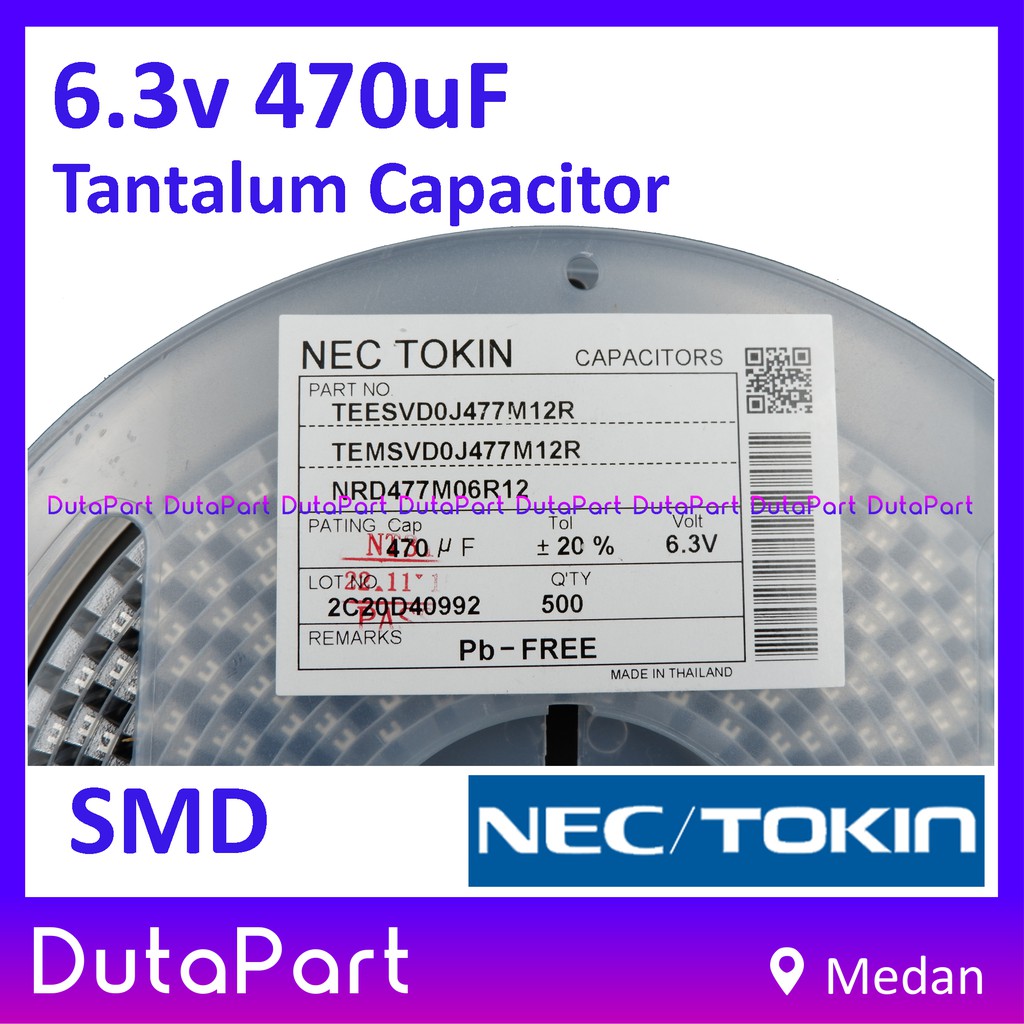 470uF 6.3V 470 uF NEC Tokin Tantalum Kapasitor Capasitor SMD D7343 6V