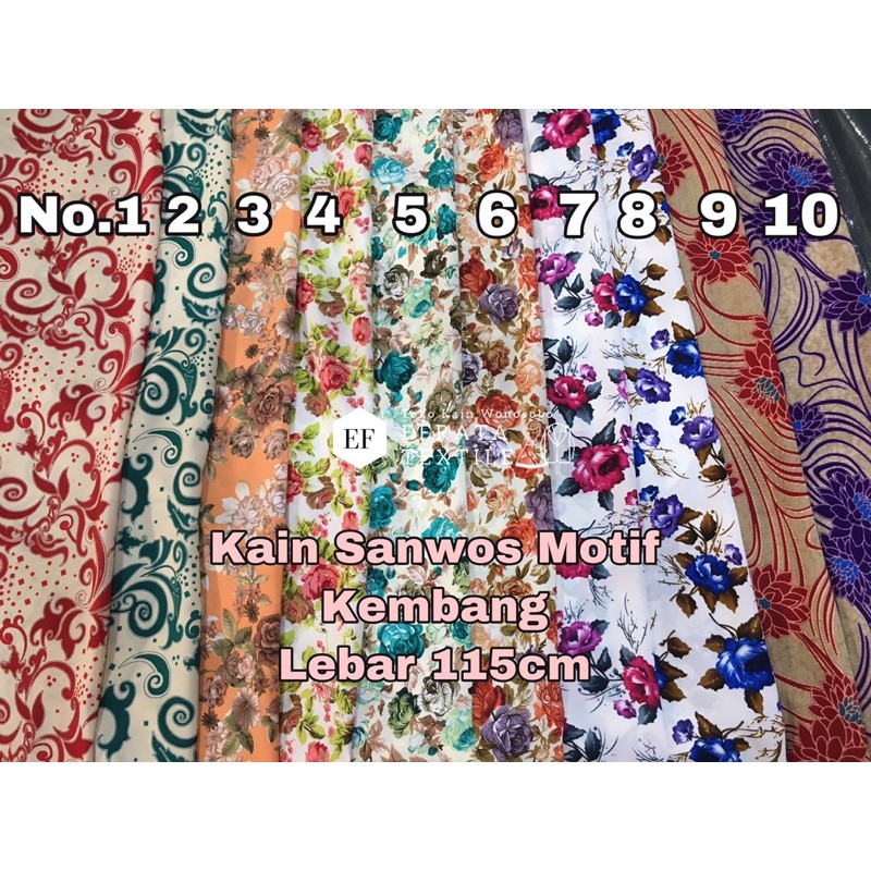 KAIN SANWAS SANWOS MOTIF KEMBANG LEBAR 115CM