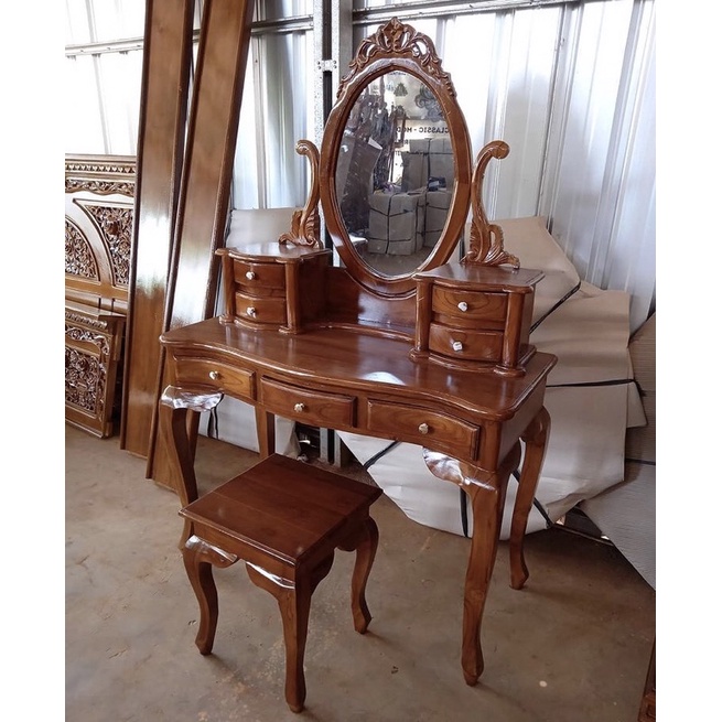 Meja rias ukir kartini minimalis, meja rias kartini lengkung meja rias jati murah