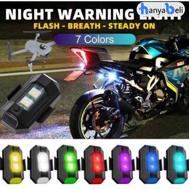 Lampu LED Kedip Sepeda Motor Mobil Pesawat RGB Strobo 7 Warna USB