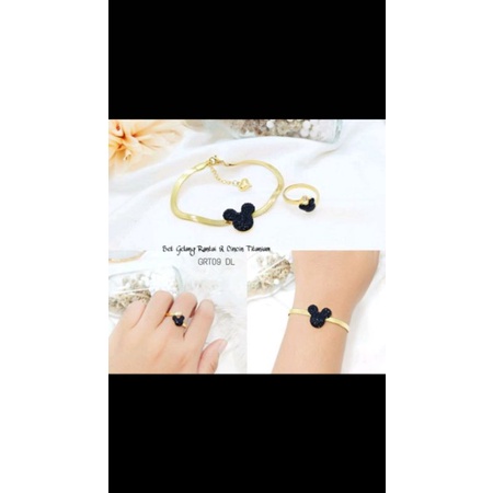 Gelang titanium set cincin