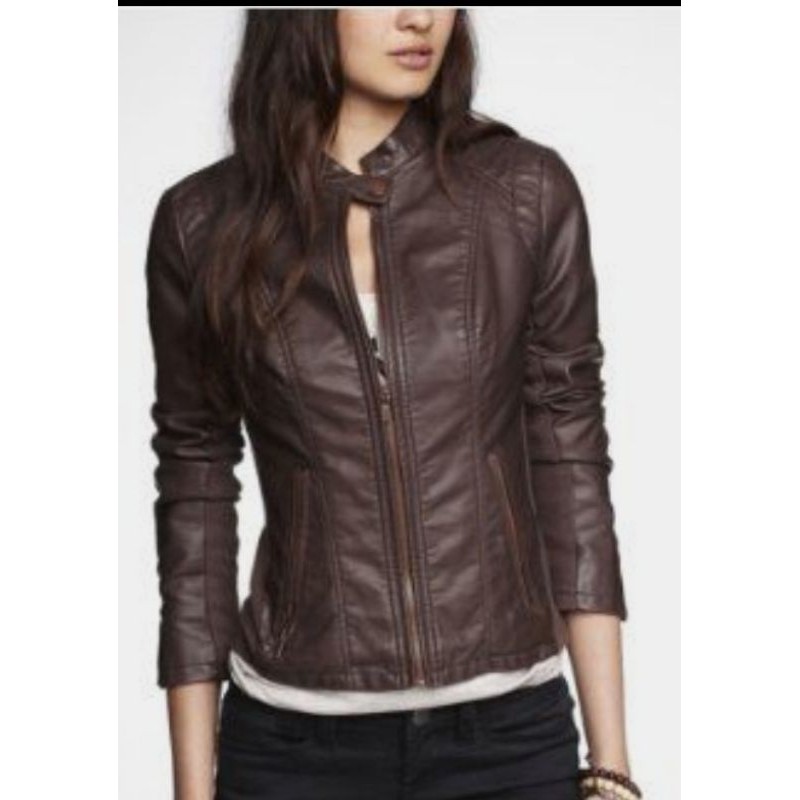 Original Jaket semi kulit  wanita Jaket Kulit Asli,Jaket kulit pria original, 100%