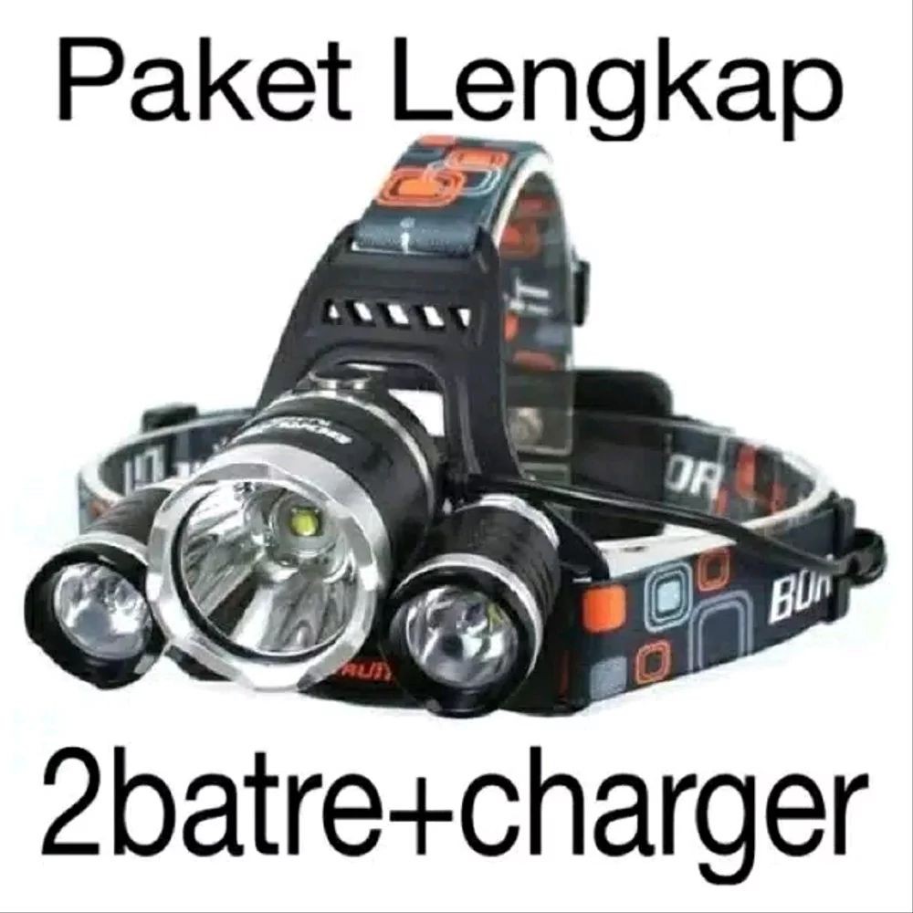 Paket Komplit Headlamp Outdoor Power 3 XM-L T6 5000 lumen Senter Kepala