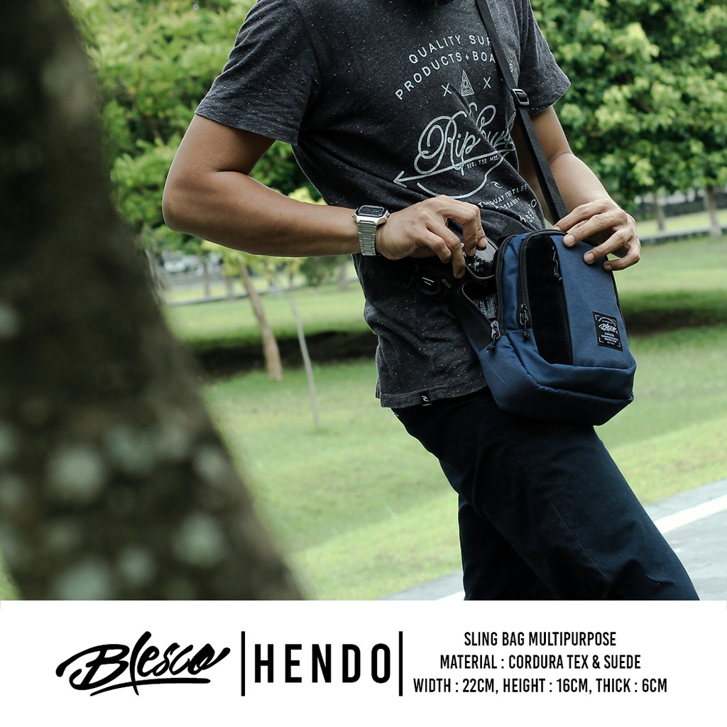 Tas Selempang Pria Mini Simple Navy Blesco Hendo