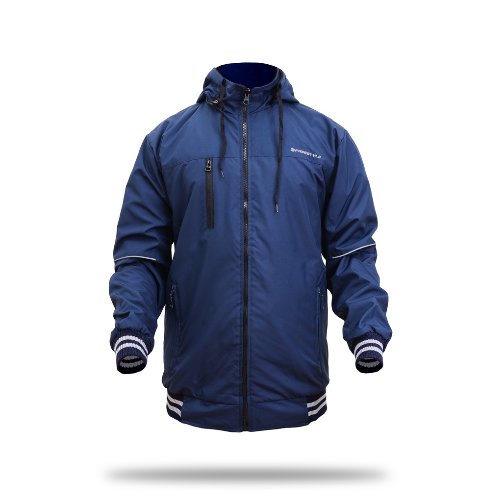 Freestyle Jaket Bolak Balik Pria Wanita BB Outerwear Jaket Pria Sporty Running Waterproof Windproof-NAVY