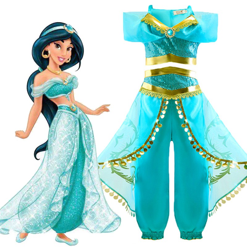 Putri Jasmine Aladdin Kartun - Aladdin Dan Lampu Ajaib Putri Jasmine Top Celana Pakaian Set Gadis Pesta Cosplay Kostum Pakaian Shopee Indonesia
