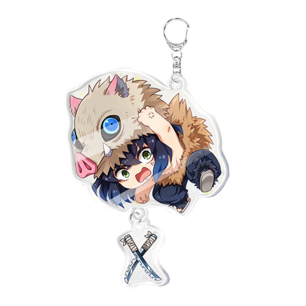 ROW Acrylic Key Chain Cosplay Kamado Tanjirou Demon Slayer Anime Pendant Cartoon No Yaiba Kimetsu