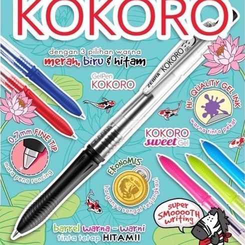 

] 4 pcs Pulpen Gel Kokoro Zebra Hitam & Sweet 0 5mm