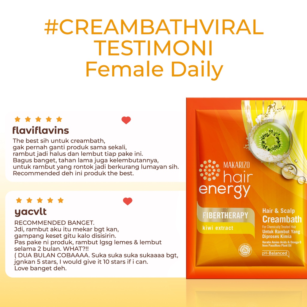 PAKET ISI 12 - Makarizo Hair Energy Fibertherapy Hair & Scalp Creambath Kiwi 30 mL-5
