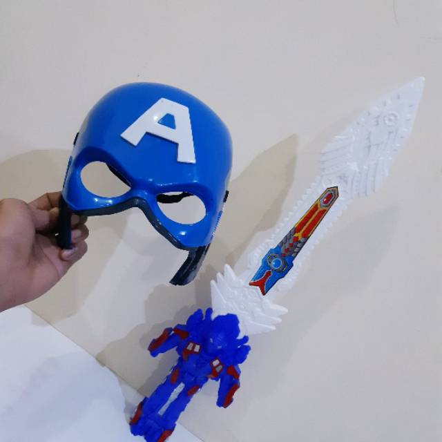 Mainan Set Topeng &amp; Pedang Capt America - Paket Mainan Anak Avengers