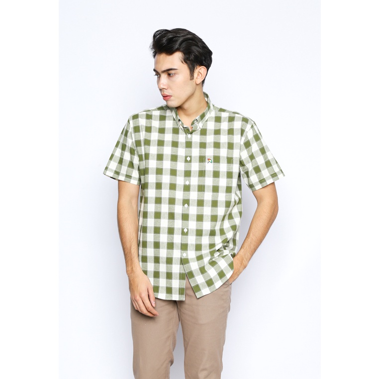ARNOLD PALMER Kemeja Lengan Pendek Pria Hijau Motif Kotak - P-ADBE11-T5