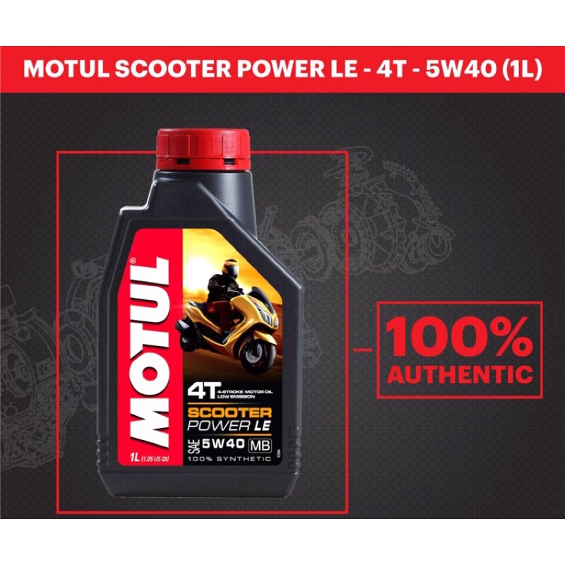 Oli Motul Scooter Power LE Sae 5W-40 1Liter (Orange) Original