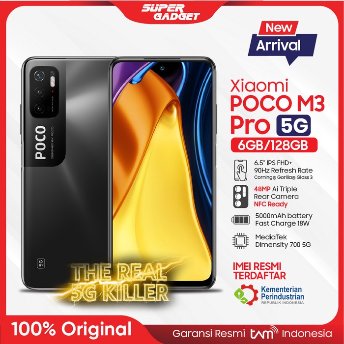 Xiaomi Poco M3 Pro 5G 4/64 6/128 GB RAM 4GB 6GB ROM 64GB 128GB Resmi - Black, 4/64GB