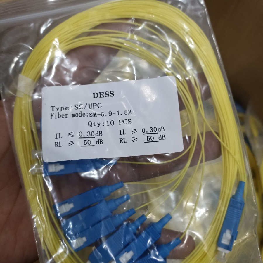 KABEL PIGTAIL FIBER OPTIC SC/UPC SM 1,5METER 0,9MM BARU