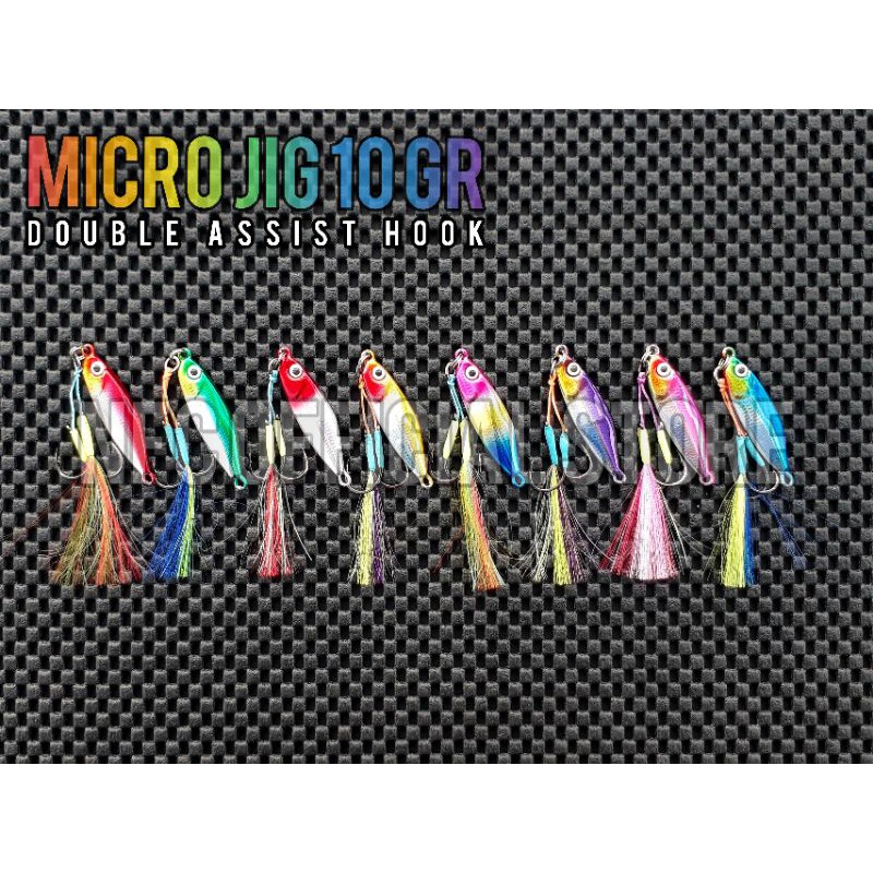 Micro jig / Metal jig 10 gr TETRA dengan Single dan Double ASSIST HOOK, Best KILLER