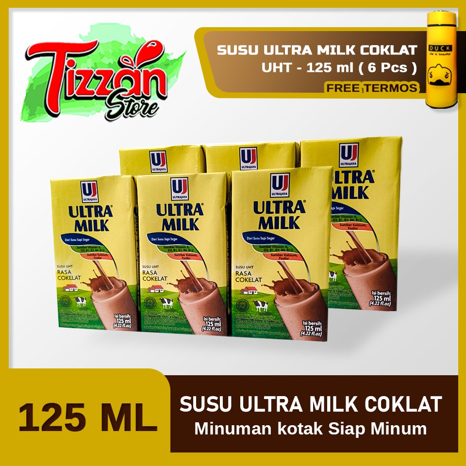 

Susu UHT Ultra Milk 125 ml Cokelat Isi 6pcs Bonus Termos Tumbler 450 ml