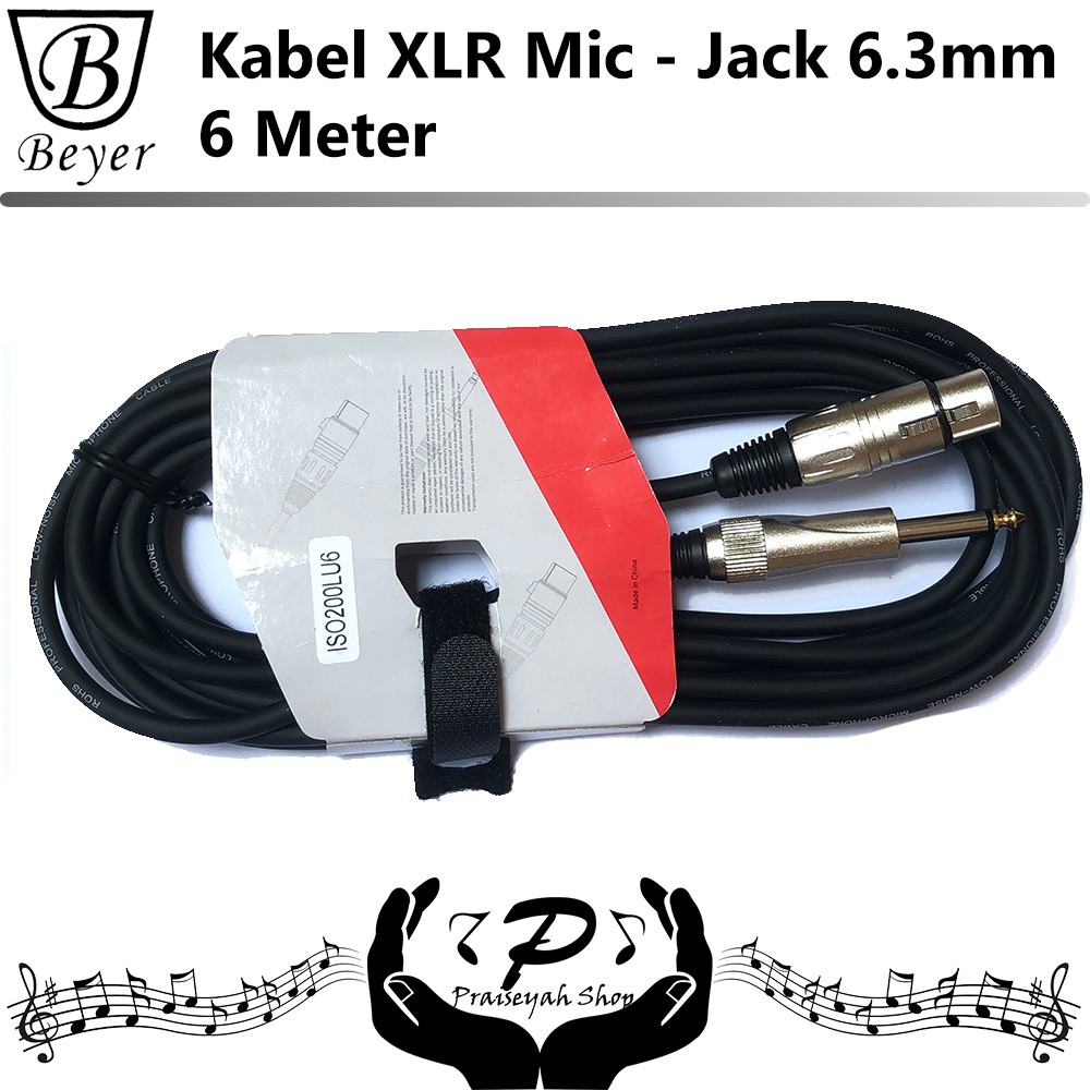 Kabel Microphone XLR Female - Jack 6.3 mm Mikrofon 6 Meter