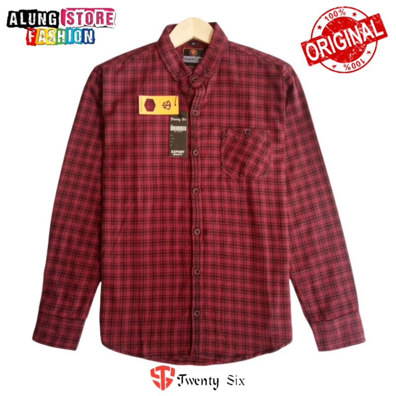 kemeja flanel kf twenty six original branded asli ori new brand lengan panjang adem nyaman