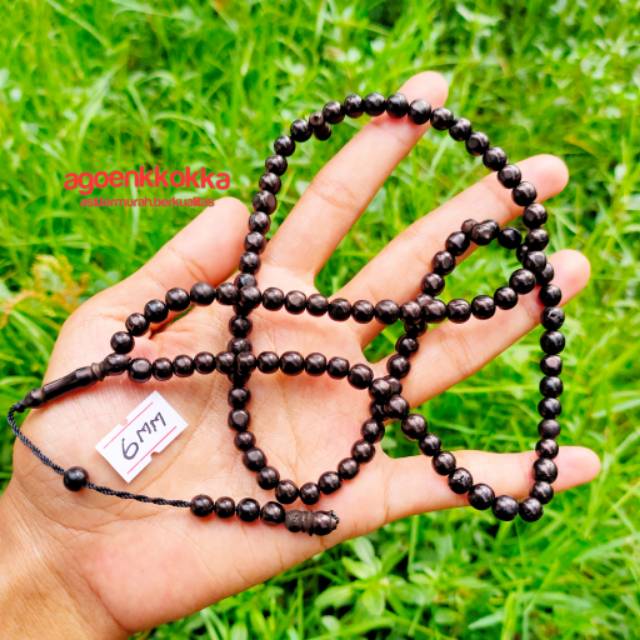 6 mili Tasbih 99  bulat polos hitam kokka kaokah fukahah