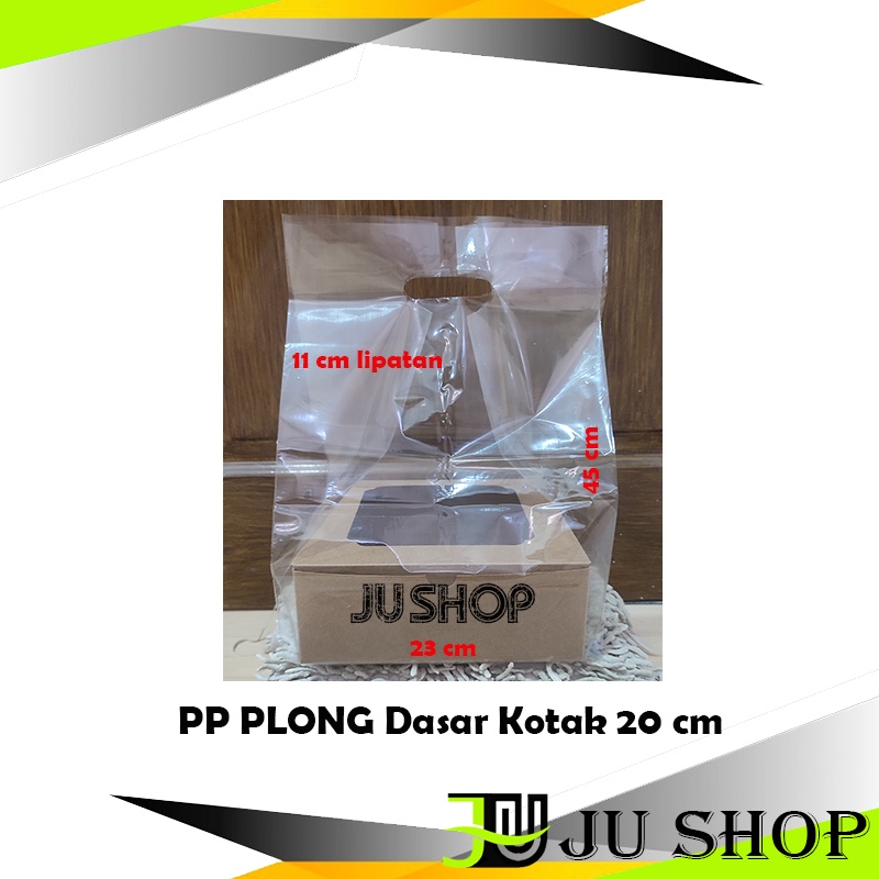 ECERAN PLONG 20x20 cm PP Kresek Bening Dasar Kotak 20 cm Box Cake Dus Dos Tart Kotak bahan Transparan Tebal