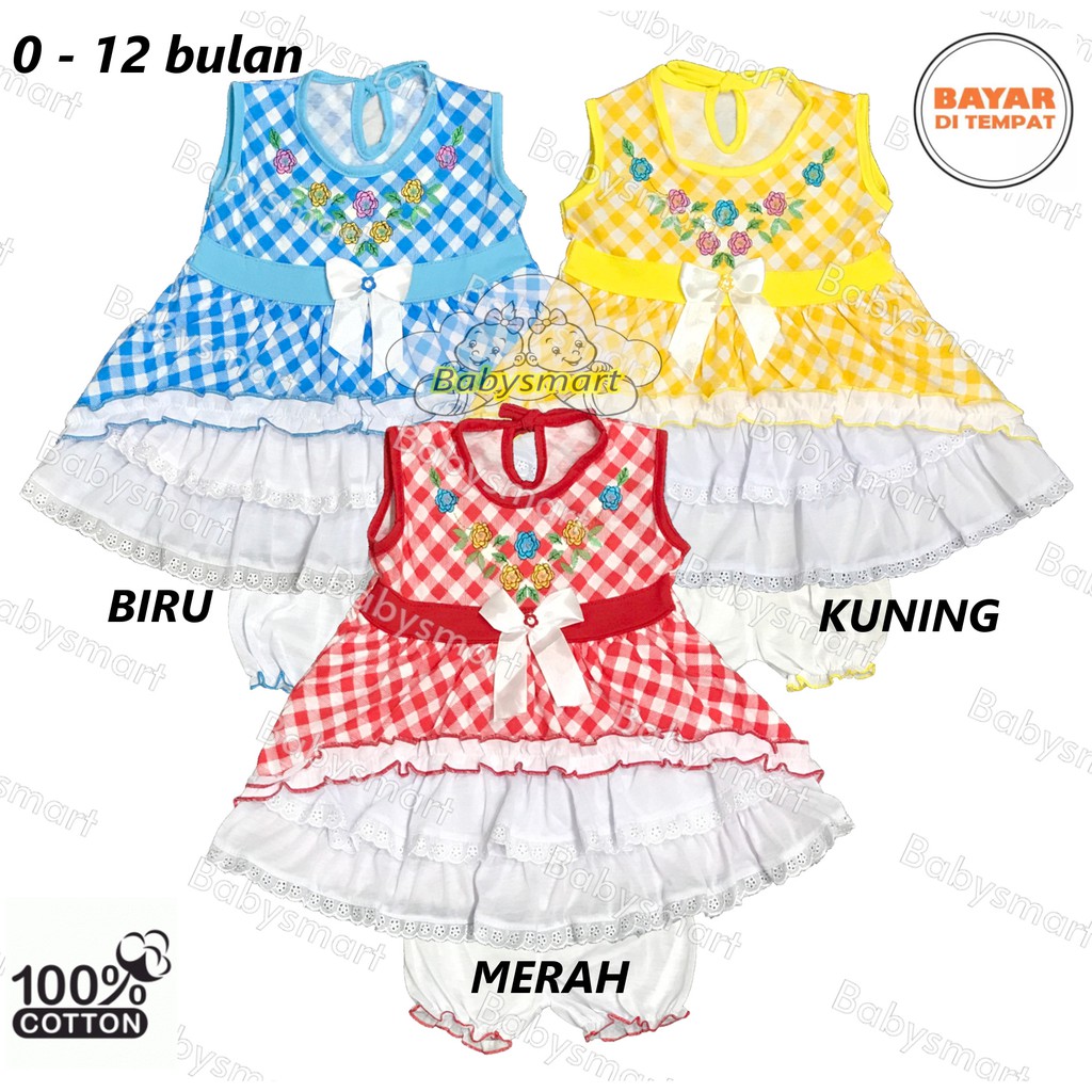 Babysmart - Setelan Baju bayi Perempuan motif BUNGA RENDA FAMILY usia 0 - 12 bulan / Pakaian anak