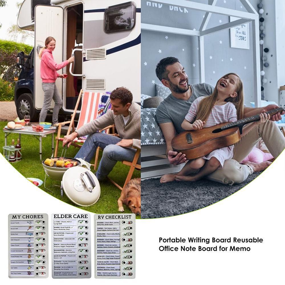 LANFY Portable Memo Checklist Note Board Adjustable Memo Boards Wall Hanging Checklist RV To do List Reminder Tool Home Travel Planning Hanging Board Chore List RV Check List Board