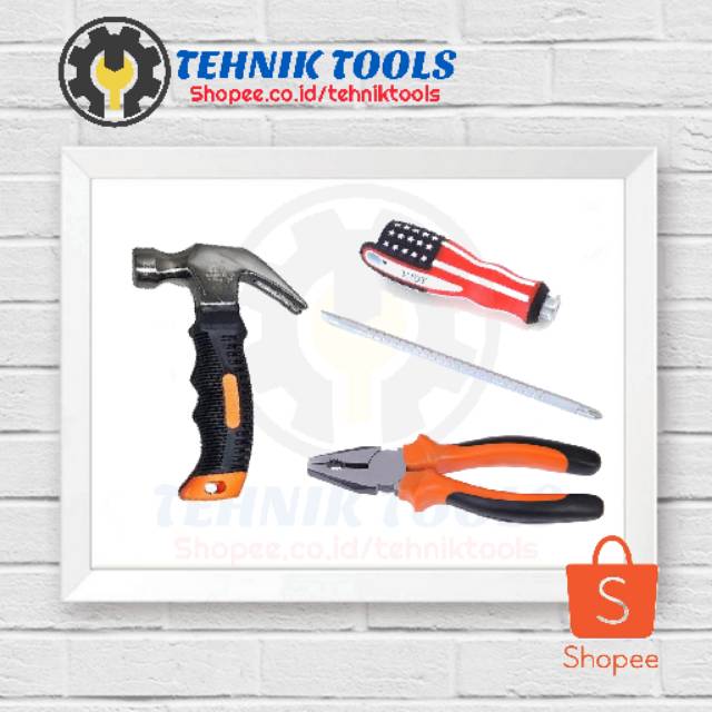 Sepaket Tang Kombinasi Obeng Bolak Balik Palu Kecil Palu Cebol