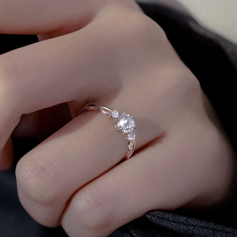 Cincin Silver S925 Hias Kristal Berlian Zirkon Ukuran Dapat Disesuaikan Untuk Wanita