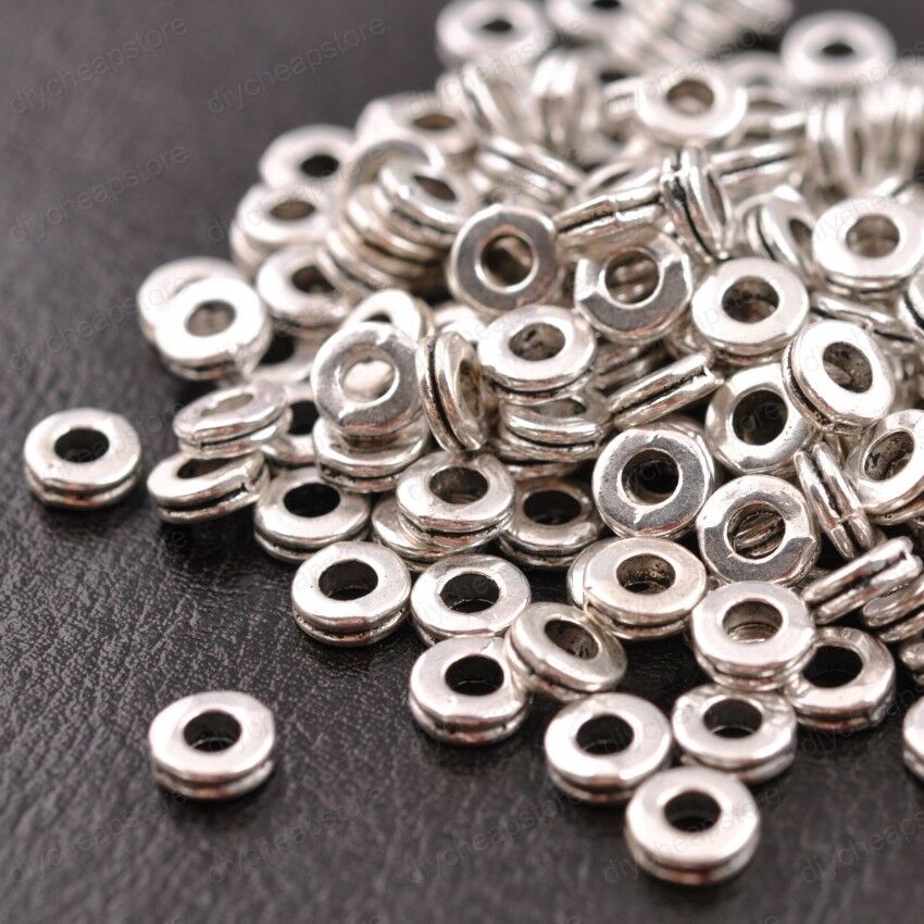 100Pcs Manik Spacer Cincin Silver Tibetan 6Mm Kraft Perhiasan DIY