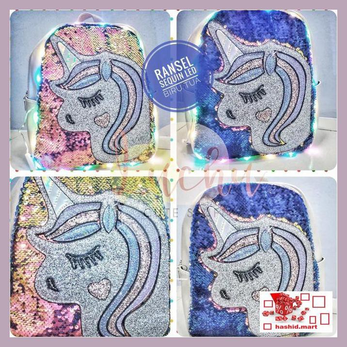 

T7Ryh6R7- Ransel Sequin Led Plus Set Penggaris Unicorn Tufjt79Tt-