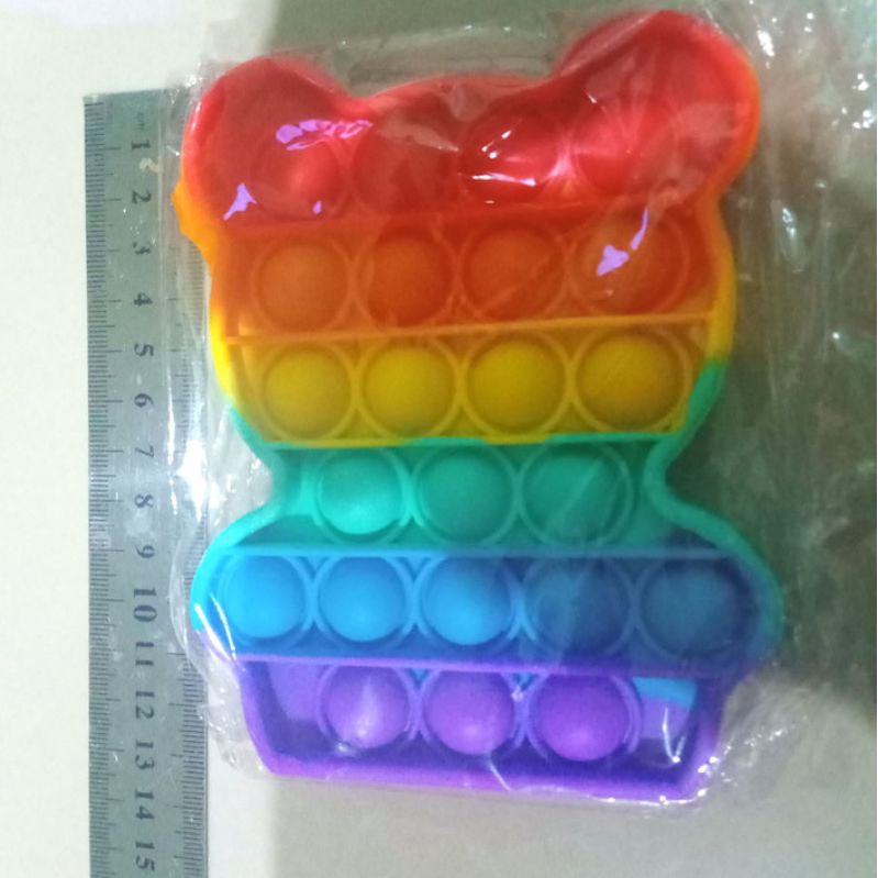 New fidget push Pop Its Round Toy Push bubble stress kids pop it murah popit mainan anak rainbow-Bear Rainbow
