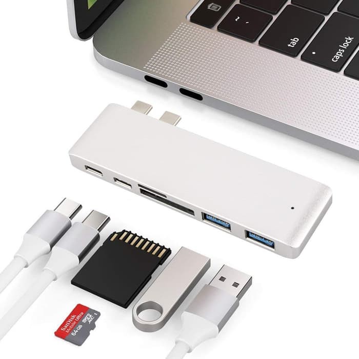 Multi Card Reader 6 in 1 USB Type C 3.1 with Charging Port