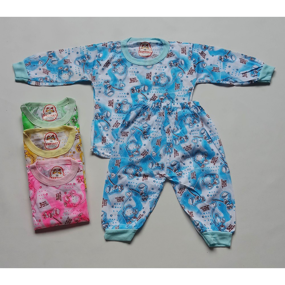 Stelan Baju Anak Panjang Oblong 0 - 3 Tahun / Baju Tidur Anak / Piyama Anak Katun