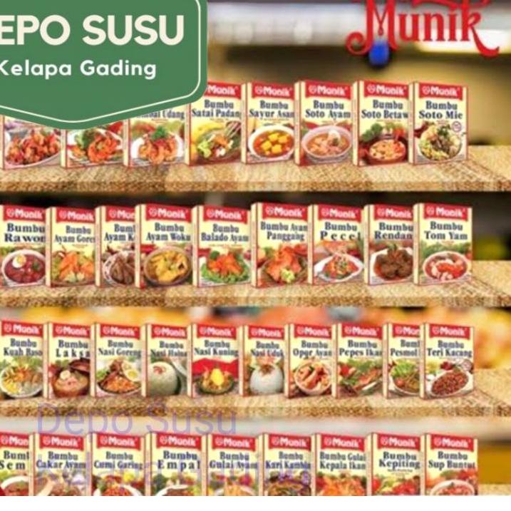 

DAPATKAN SEGERA Bumbu Instant Munik Rasa Rendang Soto Betawi Sop Buntut Kepiting Saos Padang Nasi Hainam Sayur Asam Opor Ayam Empal Soto Rawon Tom Yum Yam Goreng Gulai Semur Sambal Goreng Kentang Udang Kuah Bakso Uduk Betawi Mie Gado Kuning Panggang Sate