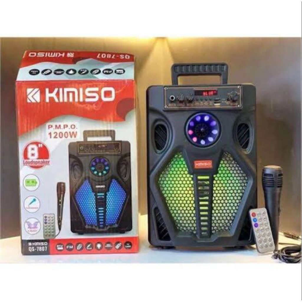SPEAKER BLUETOOTH KIMISO QS-7807 8” + MICROPHONE SUPER BASS STEREO