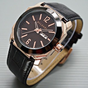 Jam Tangan Pria Cowok Bvlgari Diablo Leather Black Ring Black