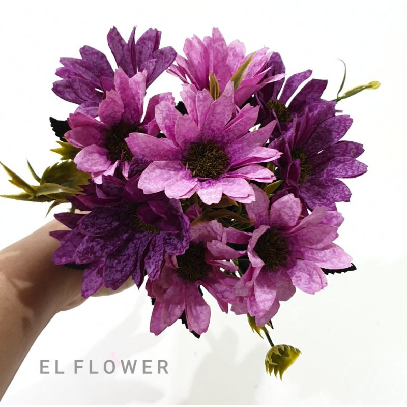 Bunga Aster Krisan 10 kuntum Bunga Artificial Dekorasi-Ungu pink