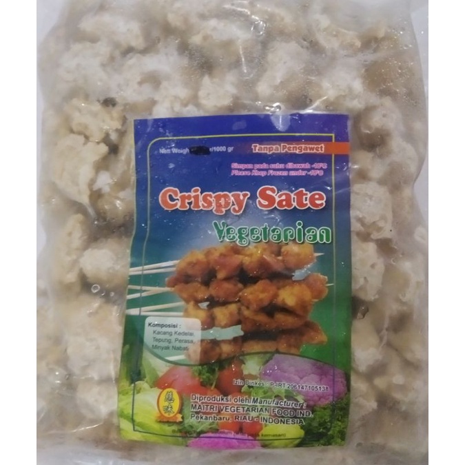 

crispy sate 1kg / frozen food vegetarian / maitri vegetarian food ind. pekanbaru