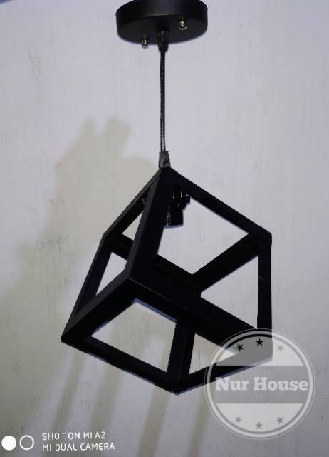 lampu gantung cafe pendant retro klasik minimalis kotak