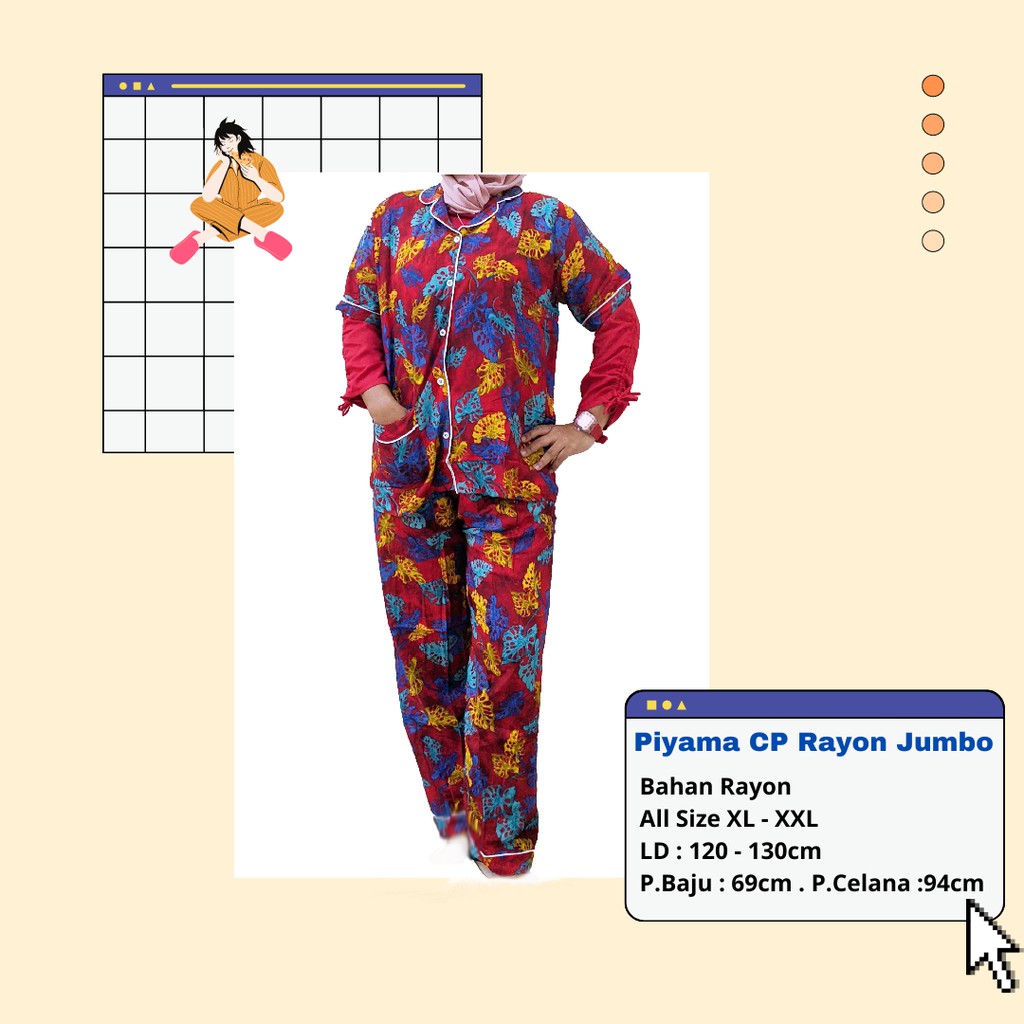 Grosir Piyama wanita / Piyama Rayon / Piyama Jumbo Rayon / Piyama Lengan Pendek / Piyama Halus
