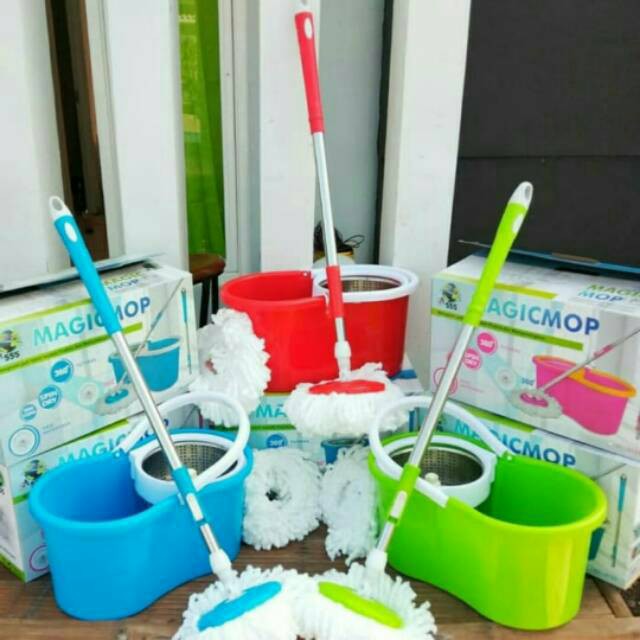 Spin Mop Sinda / Alat Pel Lantai Super Mop Alat Pembersih Lap Pel / Magic Mop / Pel Otomatis